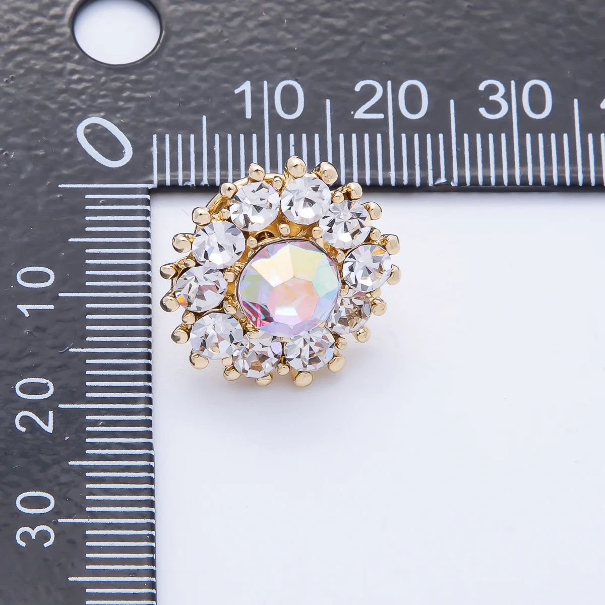 Gold 19mm Light Rhinestone Round Pin Brooch BH-21BH053