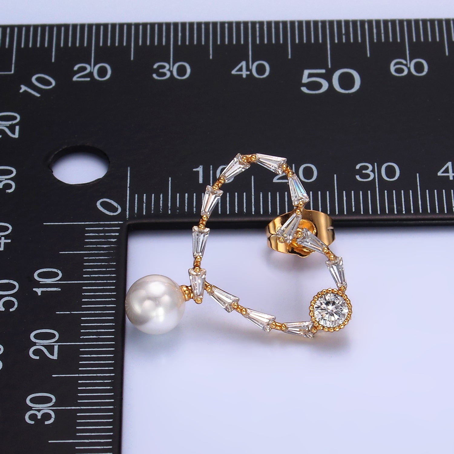 Gold Petite Gold Pearl Heart Studs Earring-00164