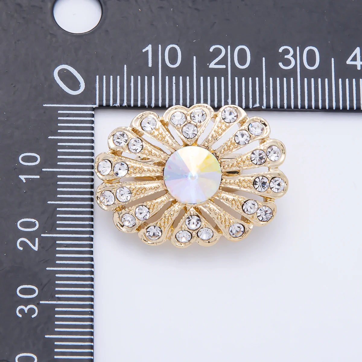 Gold Rhinestone Geometric Flower Brooch Pin BH-21BH040