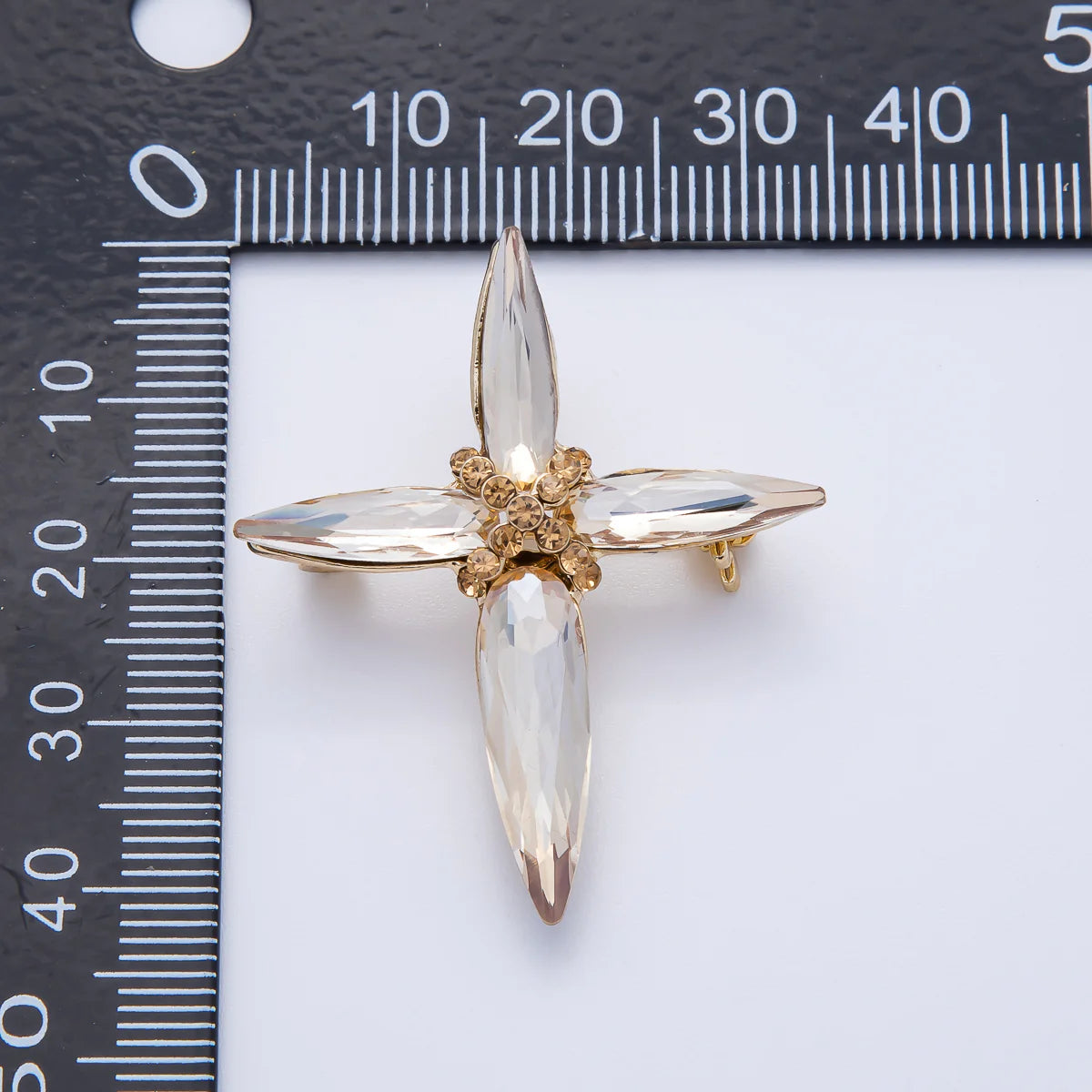 Marquise Rhinestone Tied Cross Pin Brooch BH-21BH056