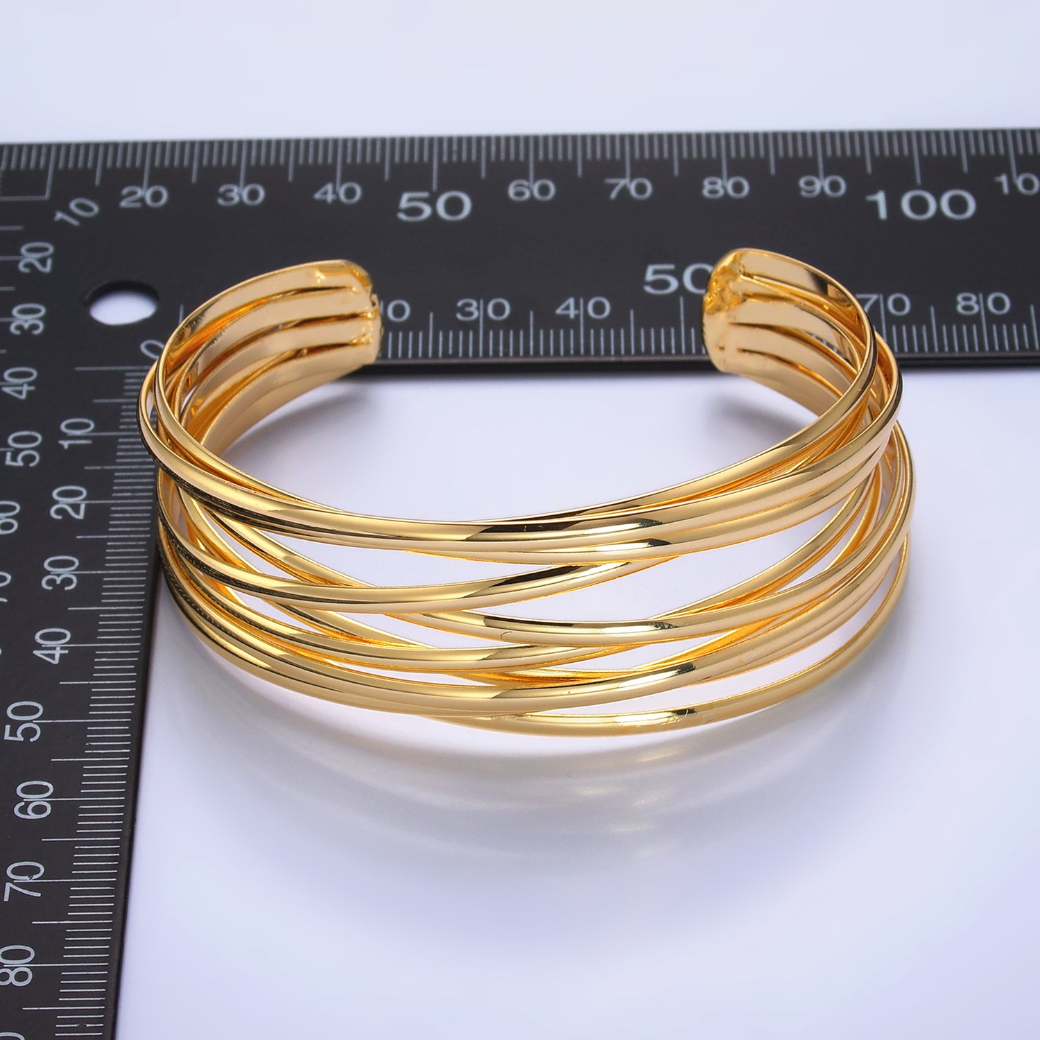 Gold Stacked Gold Statement Cuff Bracelet-00057