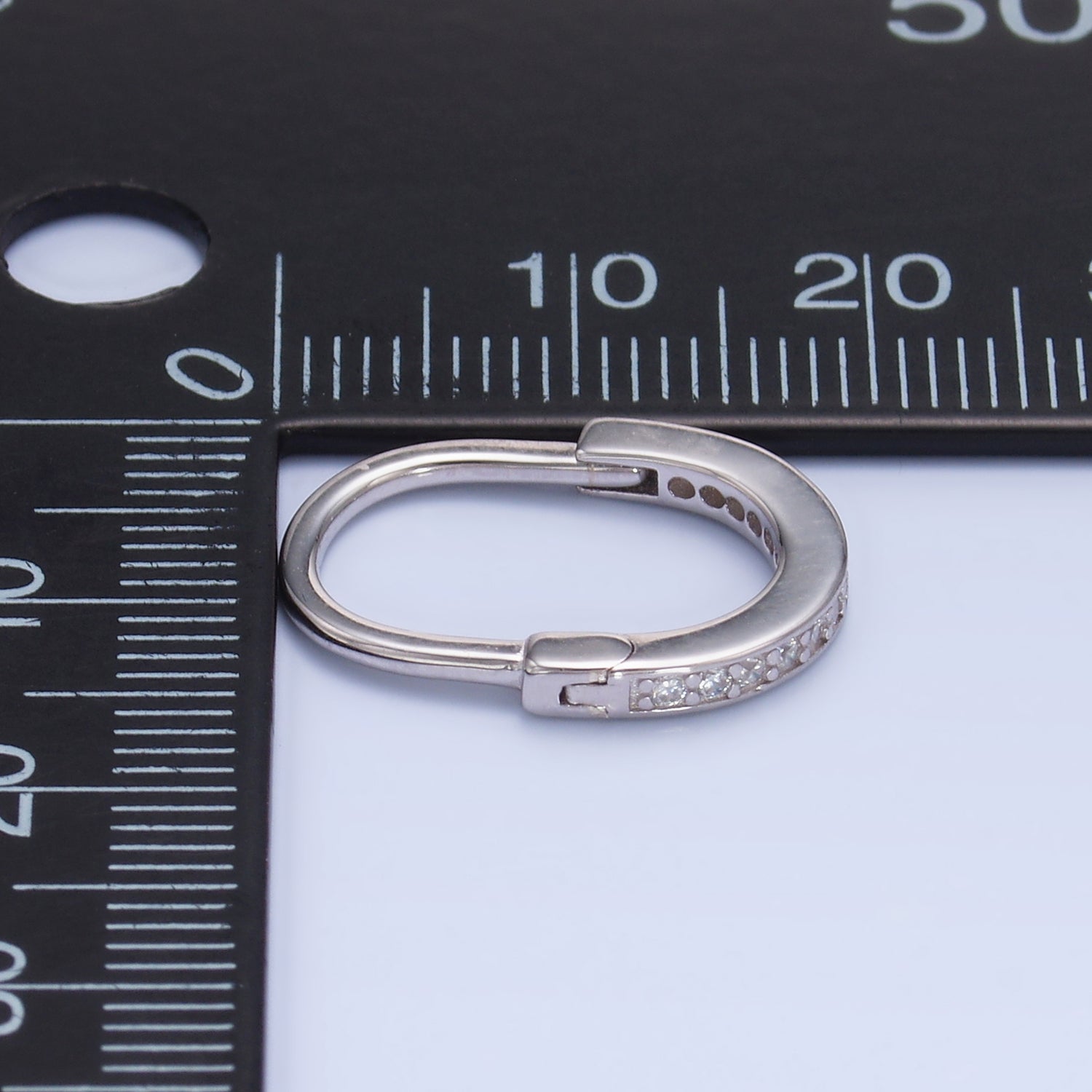 Dainty Sterling Silver CZ Paperclip Huggies Earring-00278