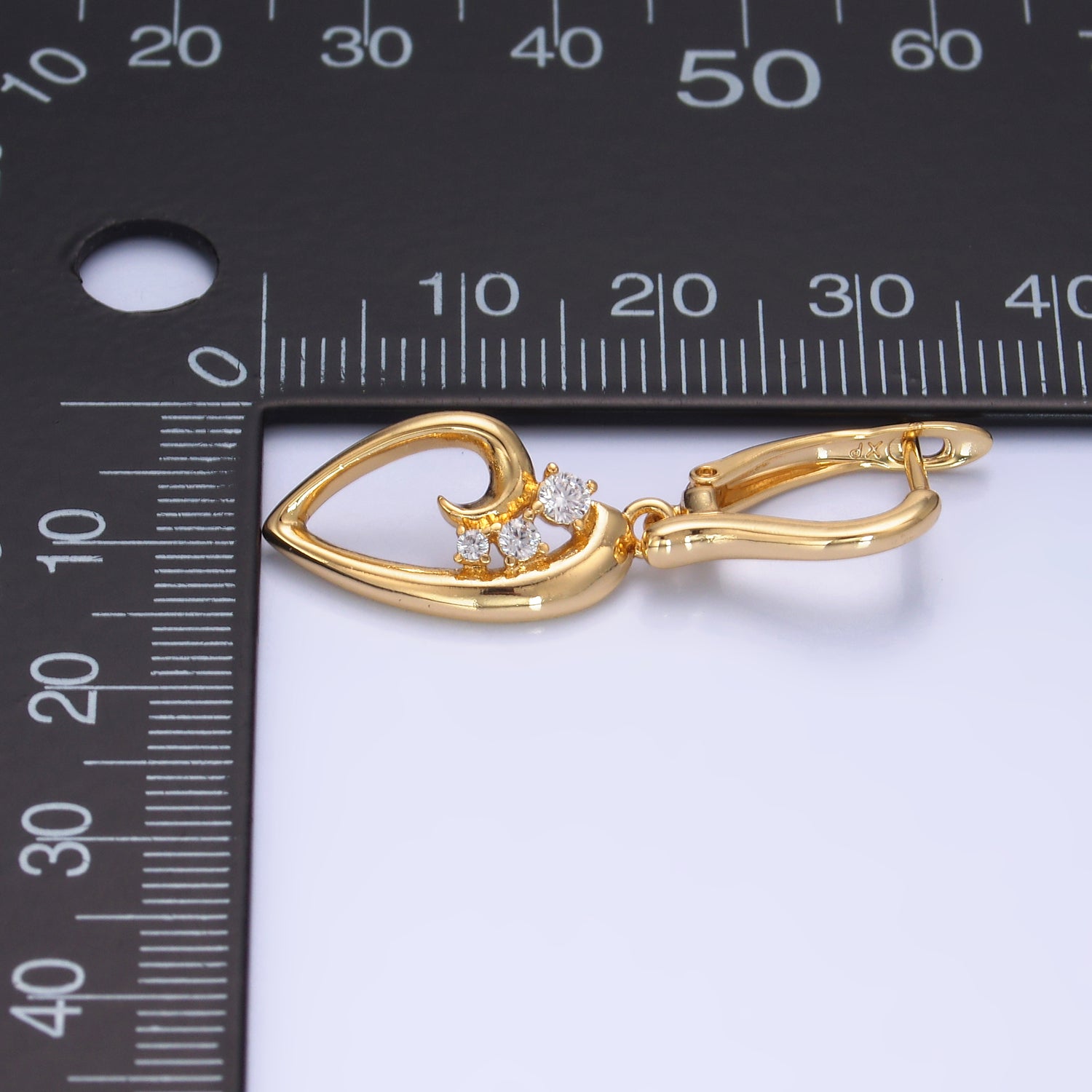 Gold Petite Gold CZ Heart Dangling Earring-00141