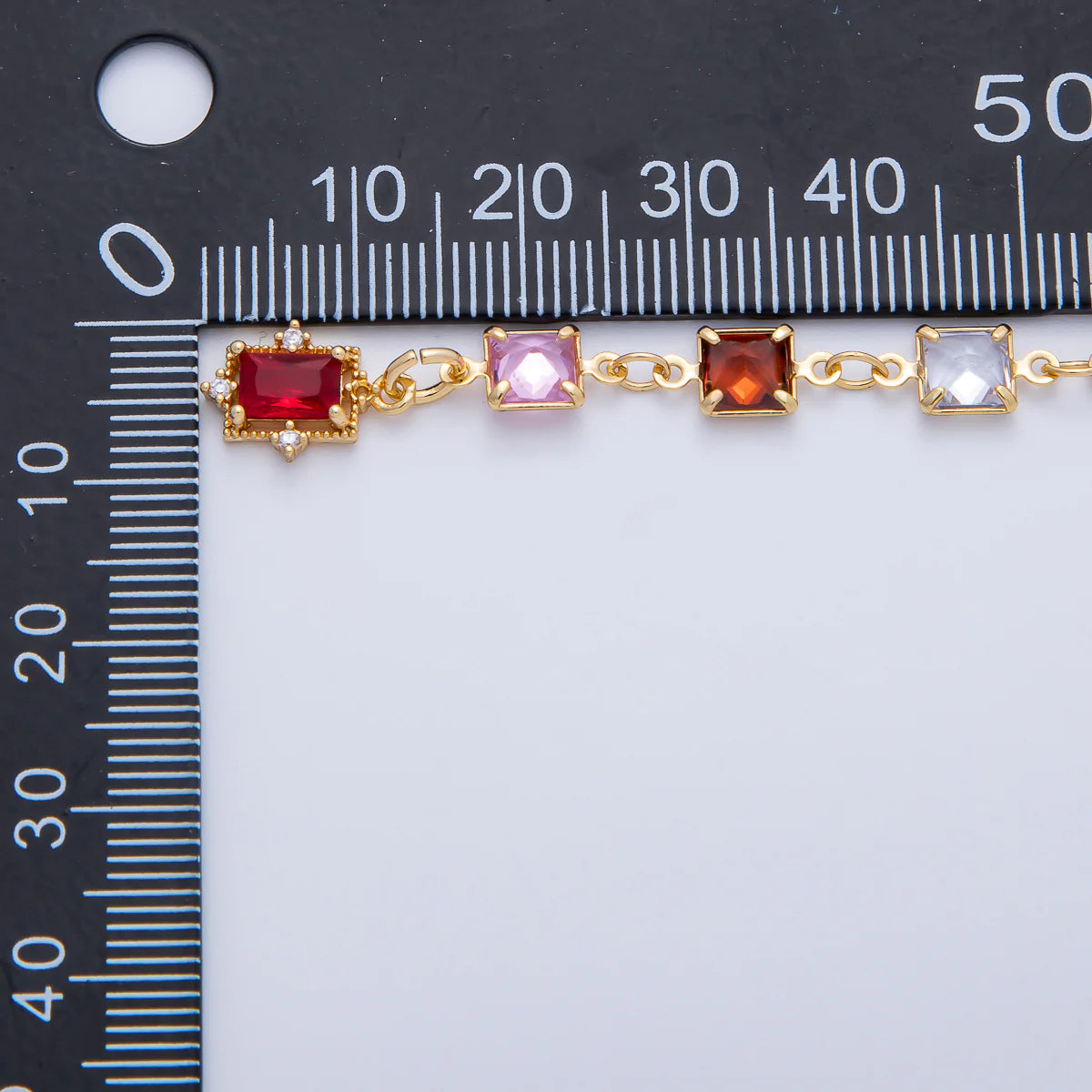Multicolor Square CZ Gemstone Lariat 18 Inch Necklace W. Extender NC-21WA3940