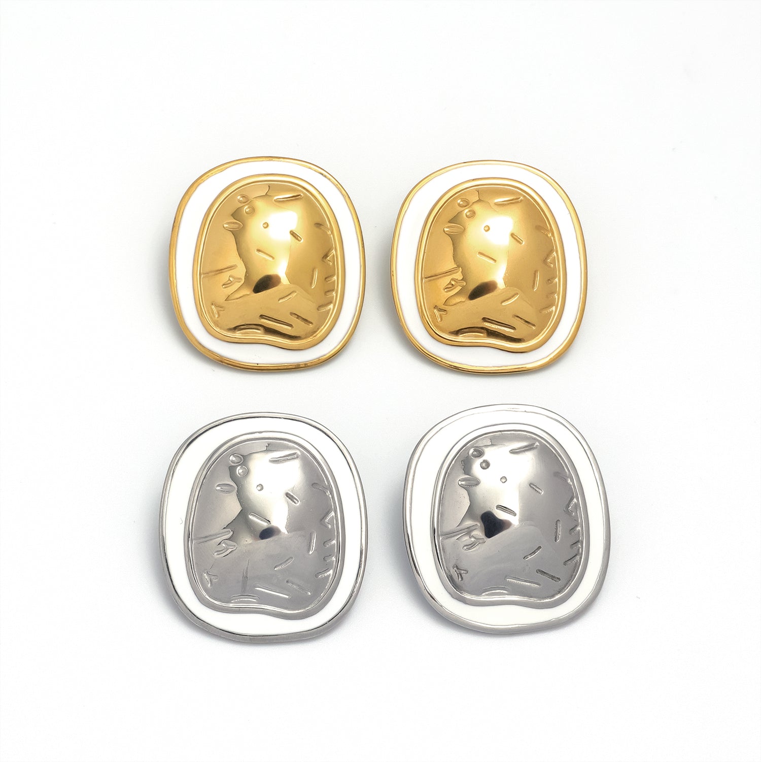 Gold Chic or Silver Stainless Steel Pearl Minimalist Studs Earring-00011 Earring-00012
