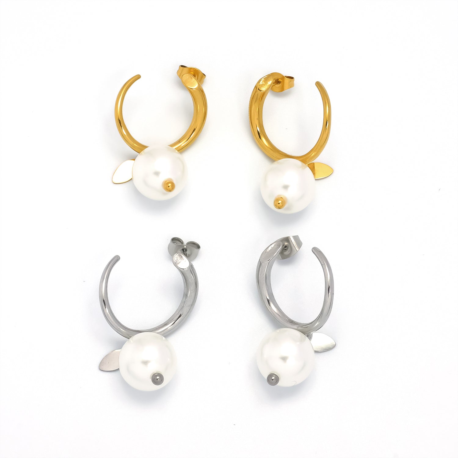 Gold Classic or Silver Stainless Steel Pearl Dainty Dangling Earring-00009 Earring-00010
