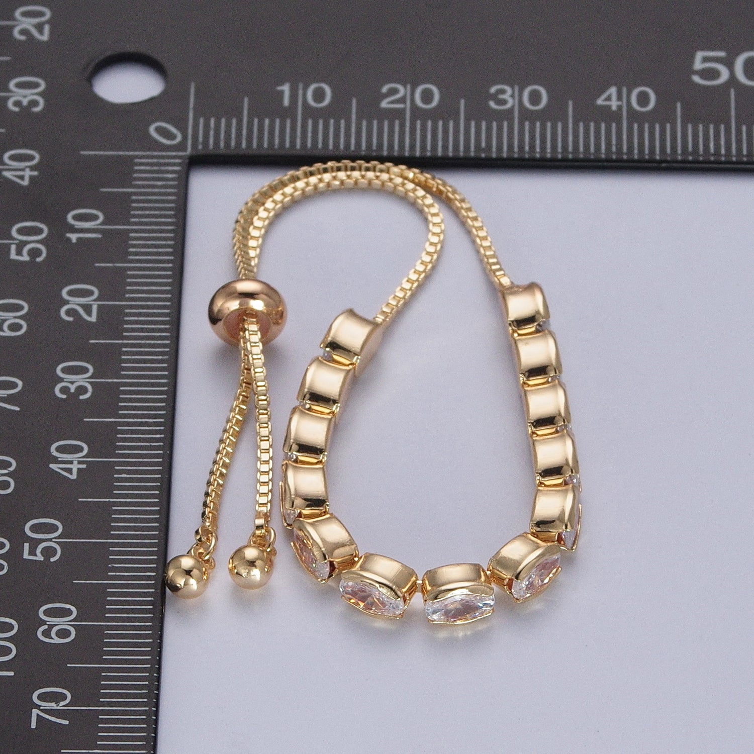 Dainty Gold Cubic Zirconia Stone Adjustable Bracelet Chain