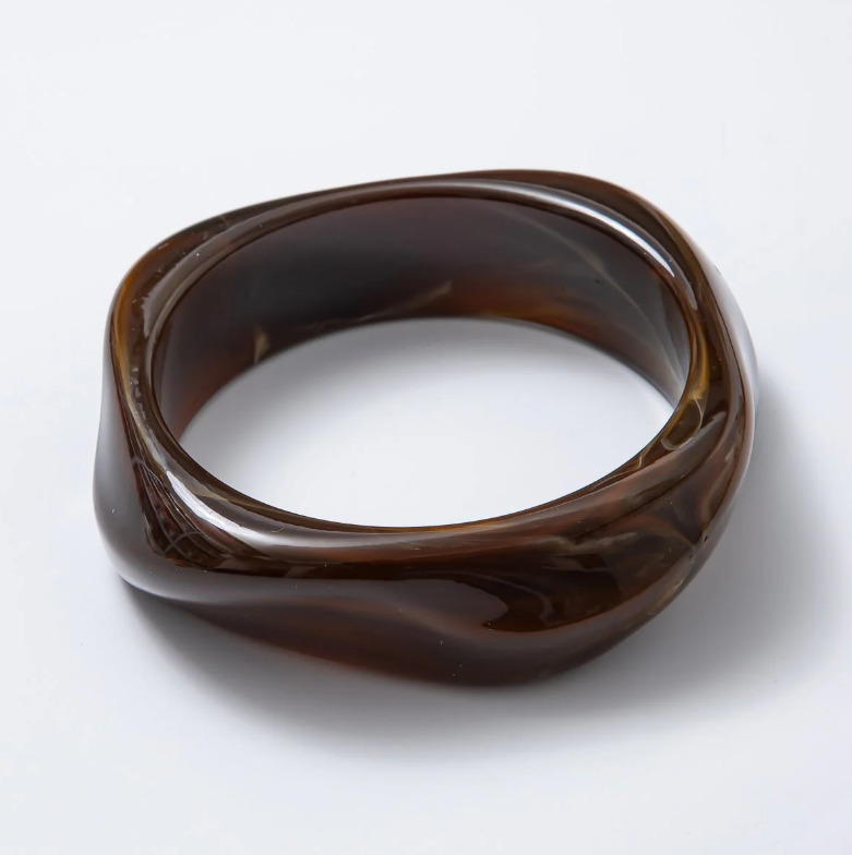 Solid Marble Resin Acrylic Sculpted Geometric Bangle ✦ BA-21WA3416