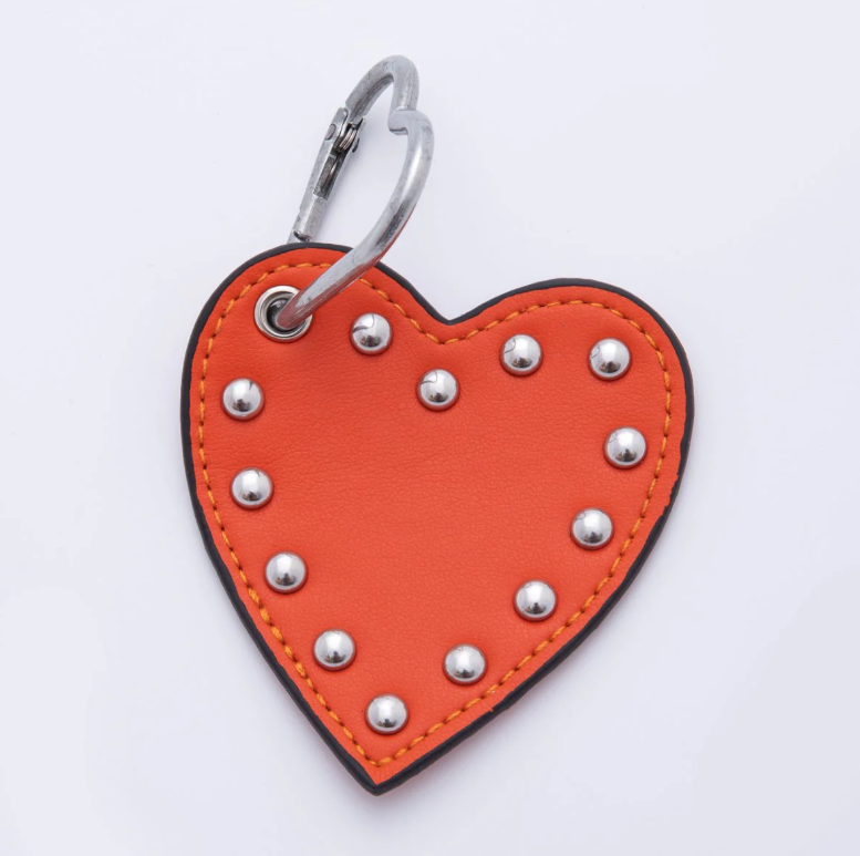 Orange Heart Stud Leather Bag Charms ✦ BC-21WB091