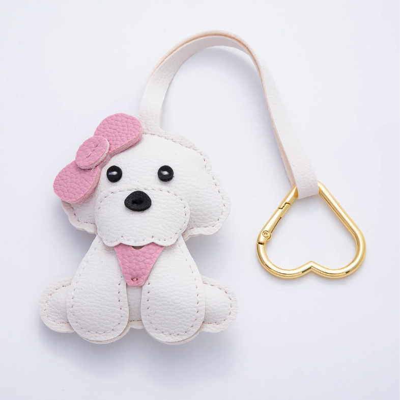 Leather Pink Puppy Little Dog Bag Charm ✦ BC-21WB138