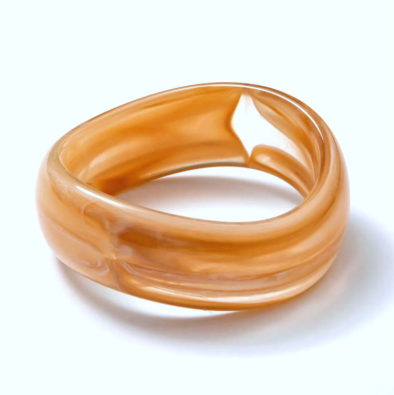 Solid Resin Acrylic Geometric Wide Bangle ✦  BA-1001