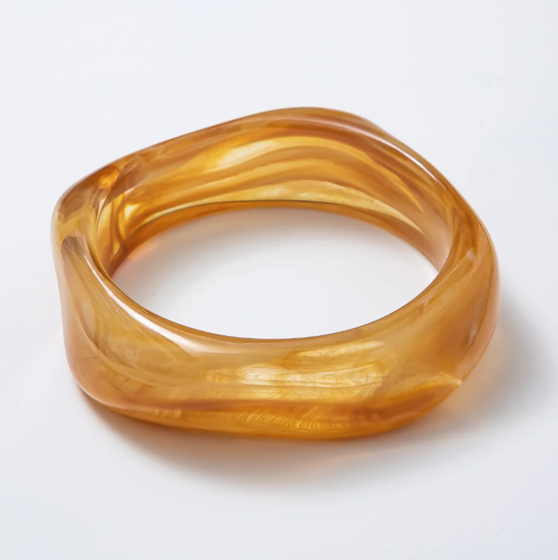 Solid Marble Resin Acrylic Wide Sculpted Geometric Bangle ✦ BA-21WA3416 - BA21WA3427