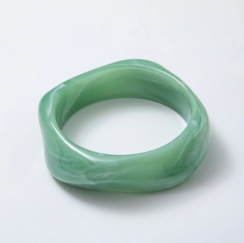 Solid Marble Resin Acrylic Sculpted Geometric Bangle ✦ BA-21WA3424