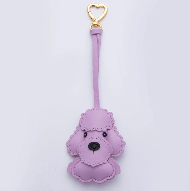 Pleather Poodle Dog Bag Charm Keyring Bag, Backpack Charm Heart Clip ✦ BC-21WB022
