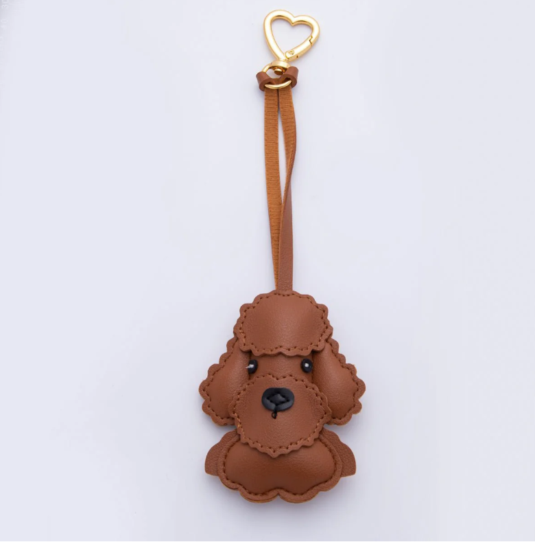 Pleather Poodle Dog Bag Charm Keyring Bag, Backpack Charm Heart Clip ✦ BC-21WB022