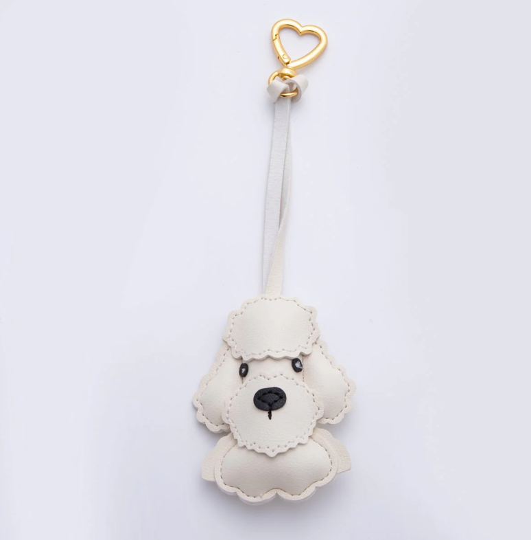 Pleather Poodle Dog Bag Charm Keyring Bag, Backpack Charm Heart Clip ✦ BC-21WB022