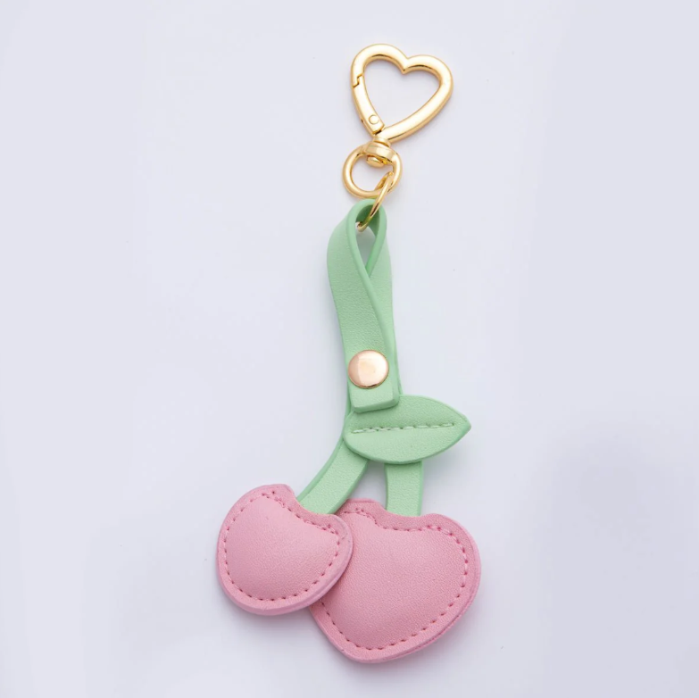 Fruit Leather Bag Charm Keychain Heart Key Ring Accessories ✦ BC-21WB001