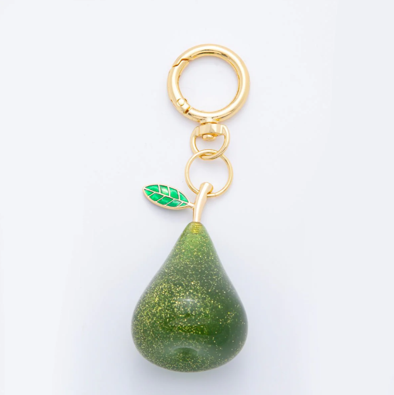 Red Pear Fruit Glitter Resin Bag Charm Keychain ✦ BC-21WB116 BC-21WB117