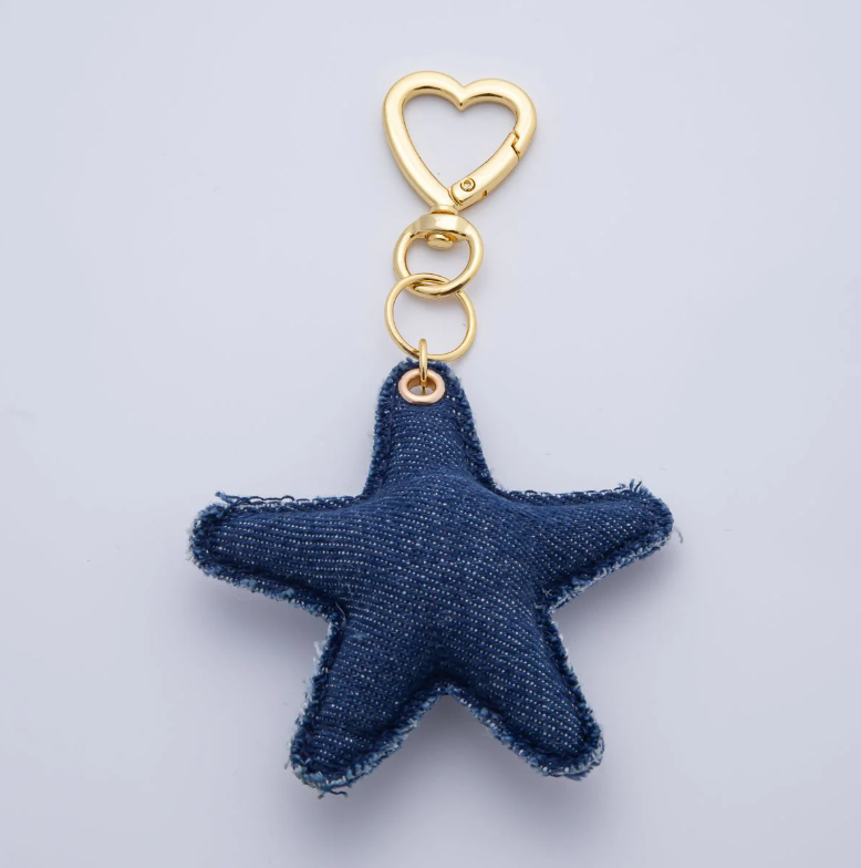 Patch Work Denim Puffy Star Heart Bag Charm ✦ BC-21WB140 - BC-21WB144