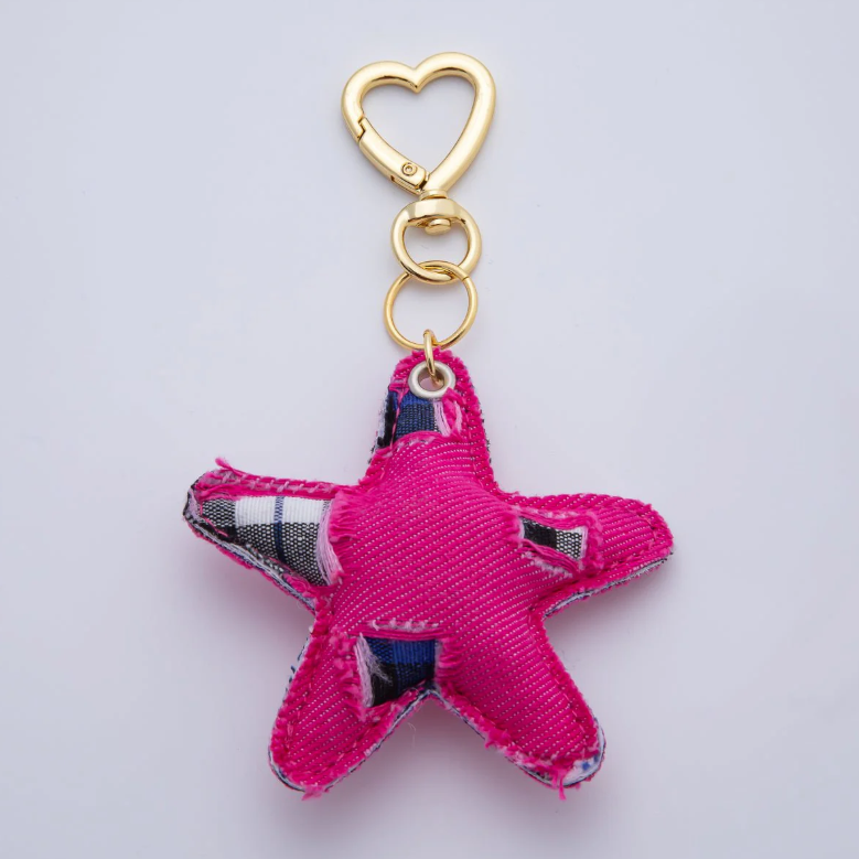 Patch Work Denim Puffy Star Heart Bag Charm ✦ BC-21WB140 - BC-21WB144