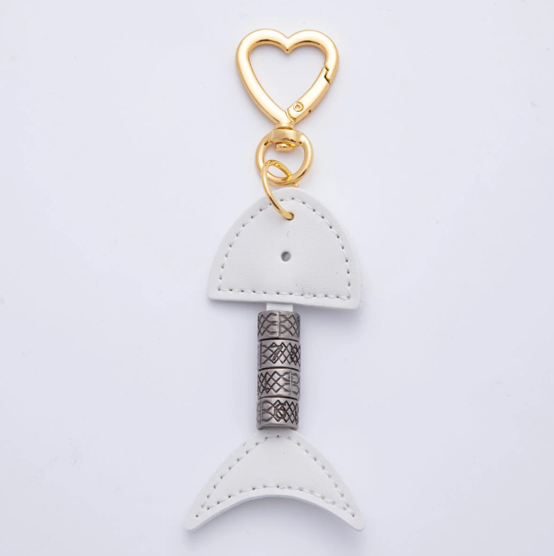 White Fish Leather Bag Charm ✦ BC-21WB035