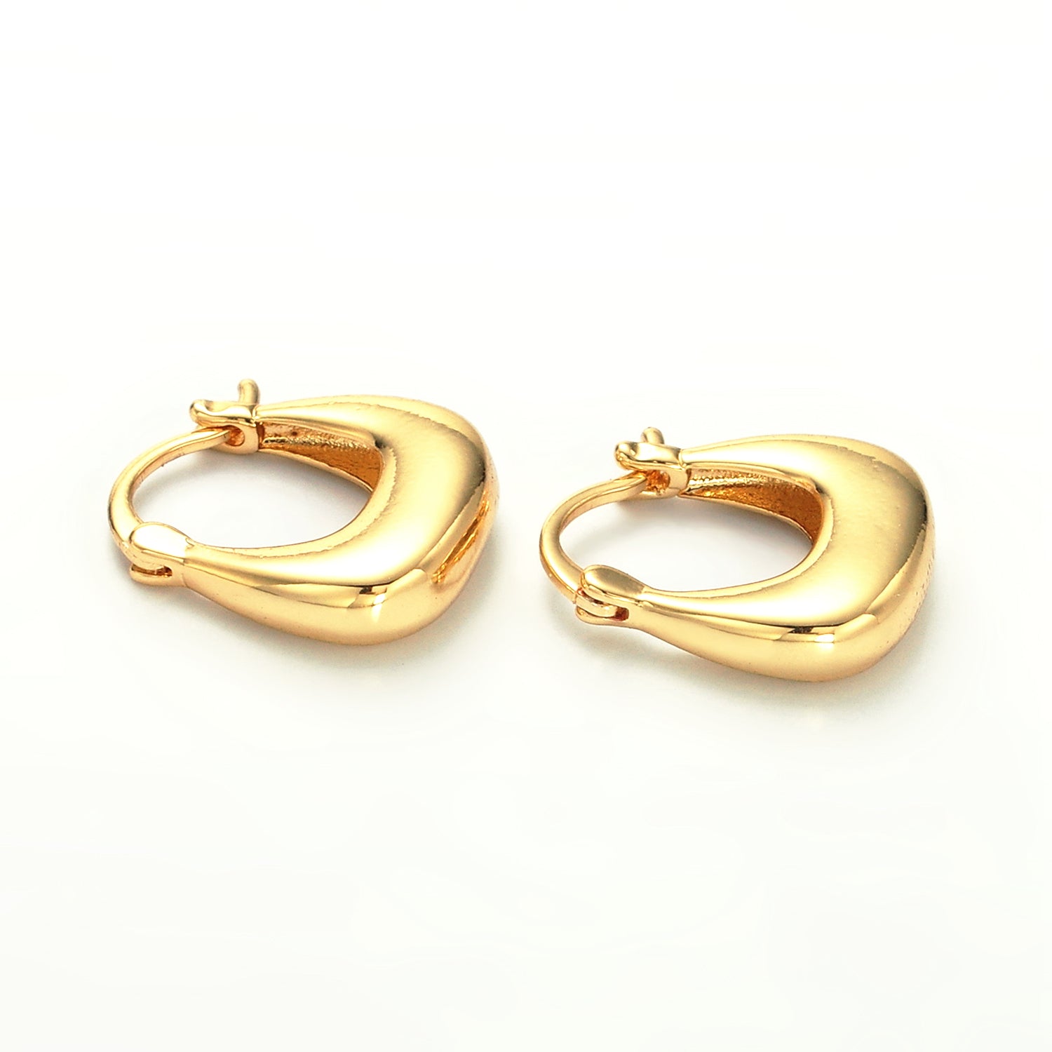 Gold 18mm Dome Square Latch Hoop Earrings