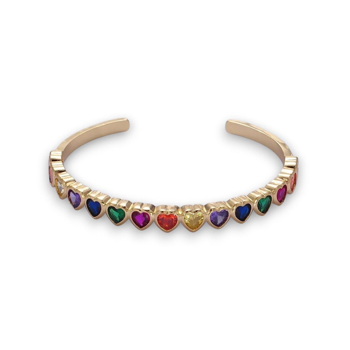 Clear CZ and multi-color CZ Heart Cuff Bracelet BR-21WA2525 BR-21WA2526