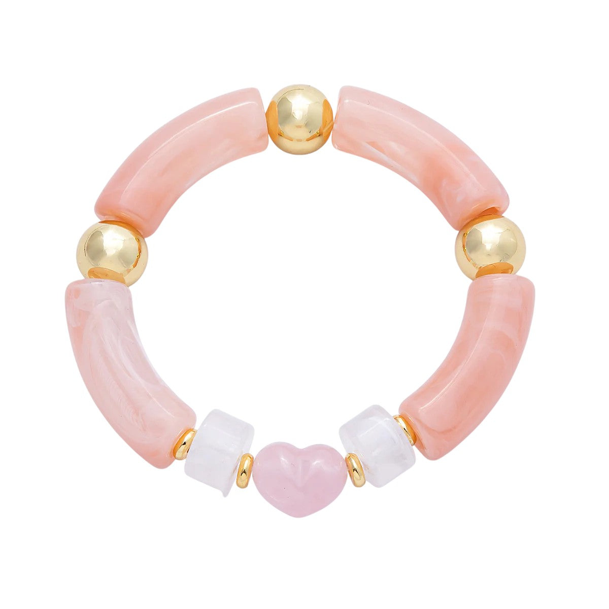 Heart bead Gemstone Bead Stretch Bracelet BR-21WA3974  BR-21WA04140