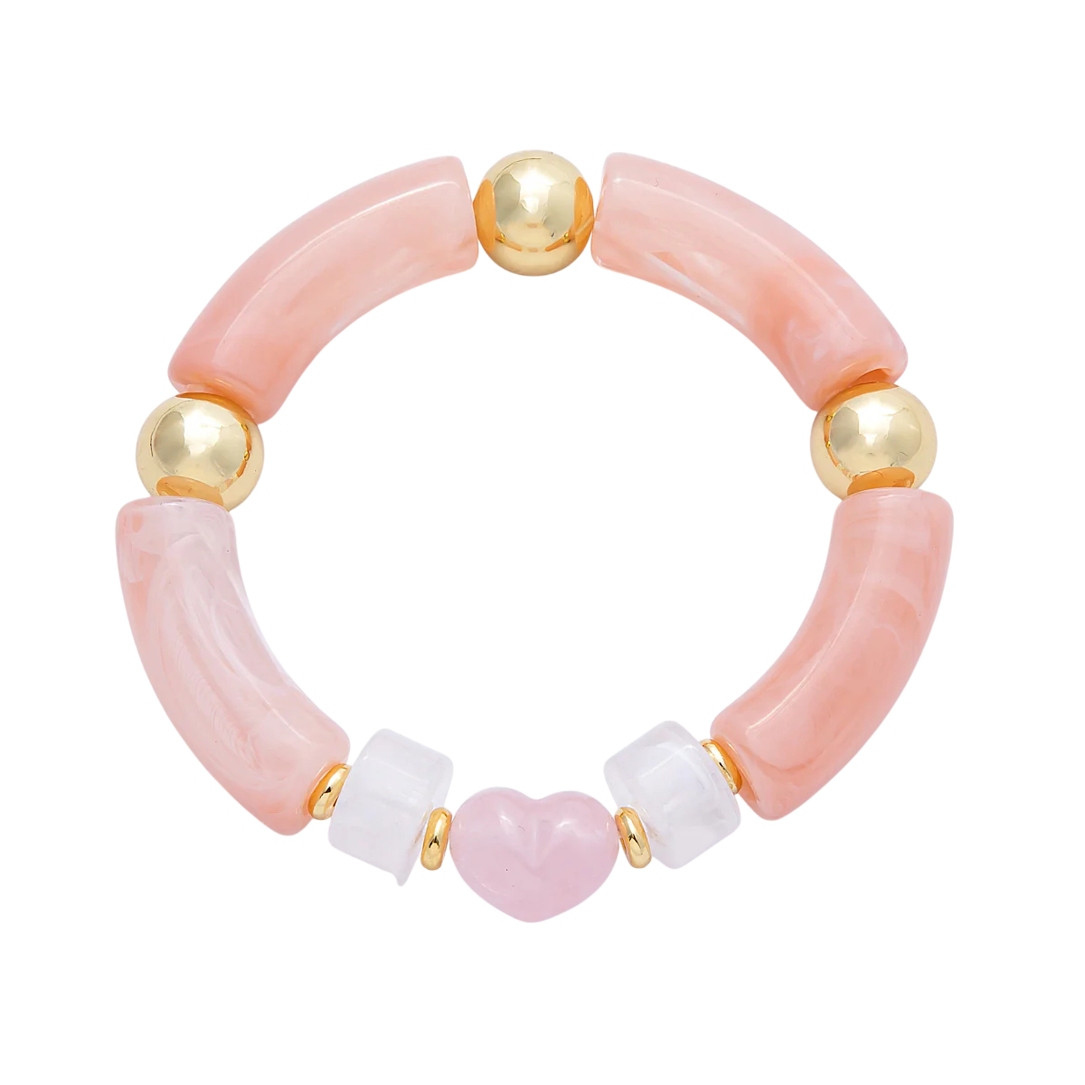 Heart bead Gemstone Bead Stretch Bracelet BR-21WA3974  BR-21WA04140