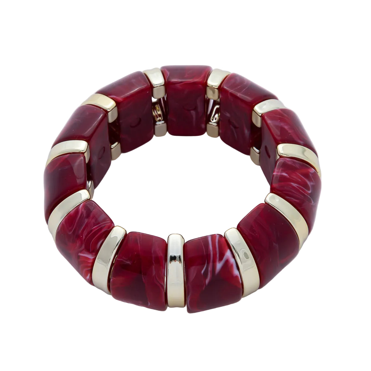 Marble effect BURGUNDY stretch resin bangle bracelet BR-21WA1243