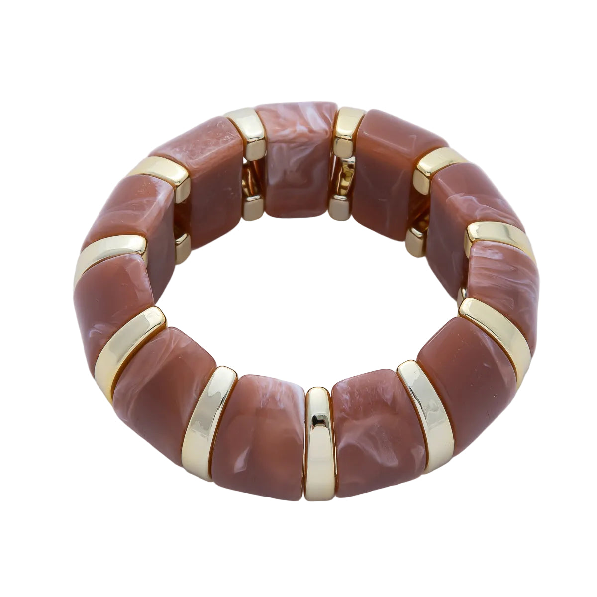 Marble Rose Gold Stretch Resin Bangle Bracelet  BR-21WA1386