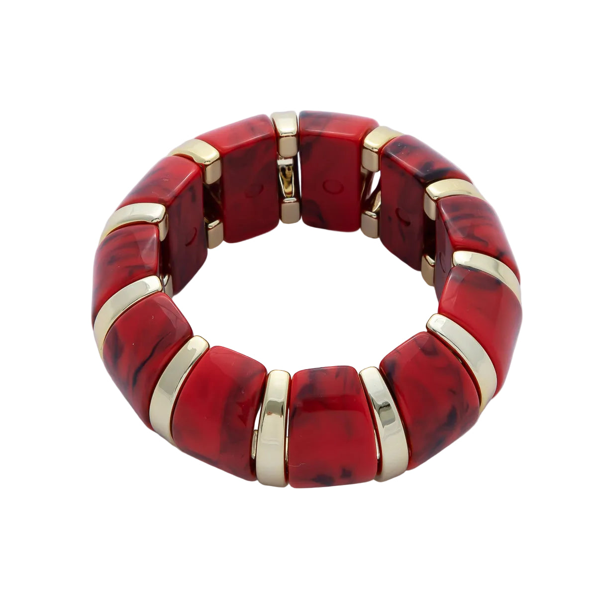 Marble effect red stretch resin bangle bracelet   BR-21WA1498