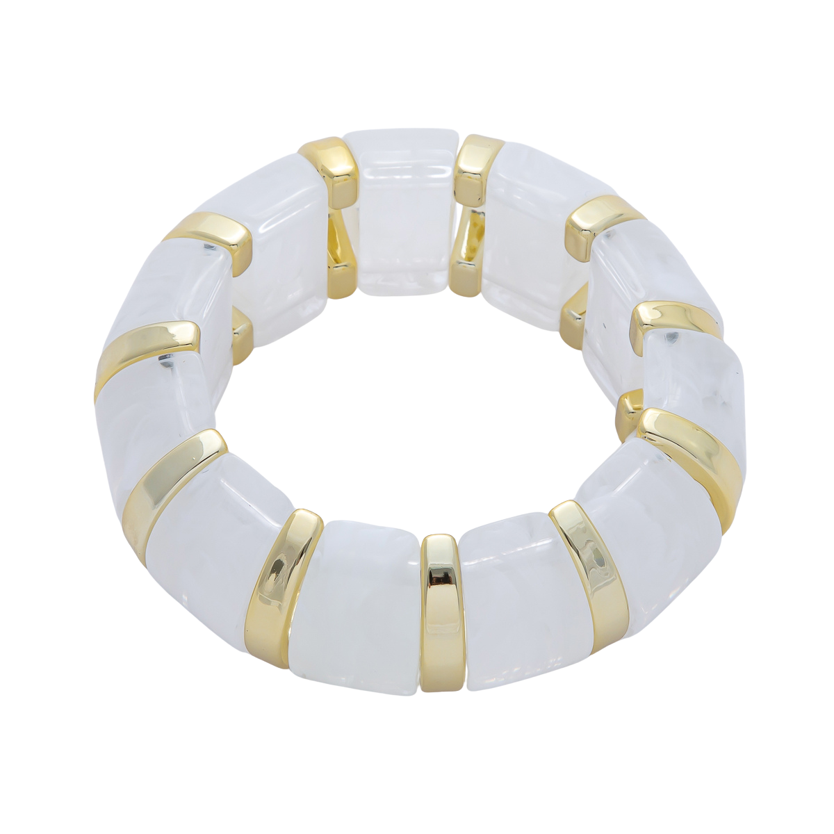 Marble effect clear white stretch resin bangle bracelet BR-21WA1517