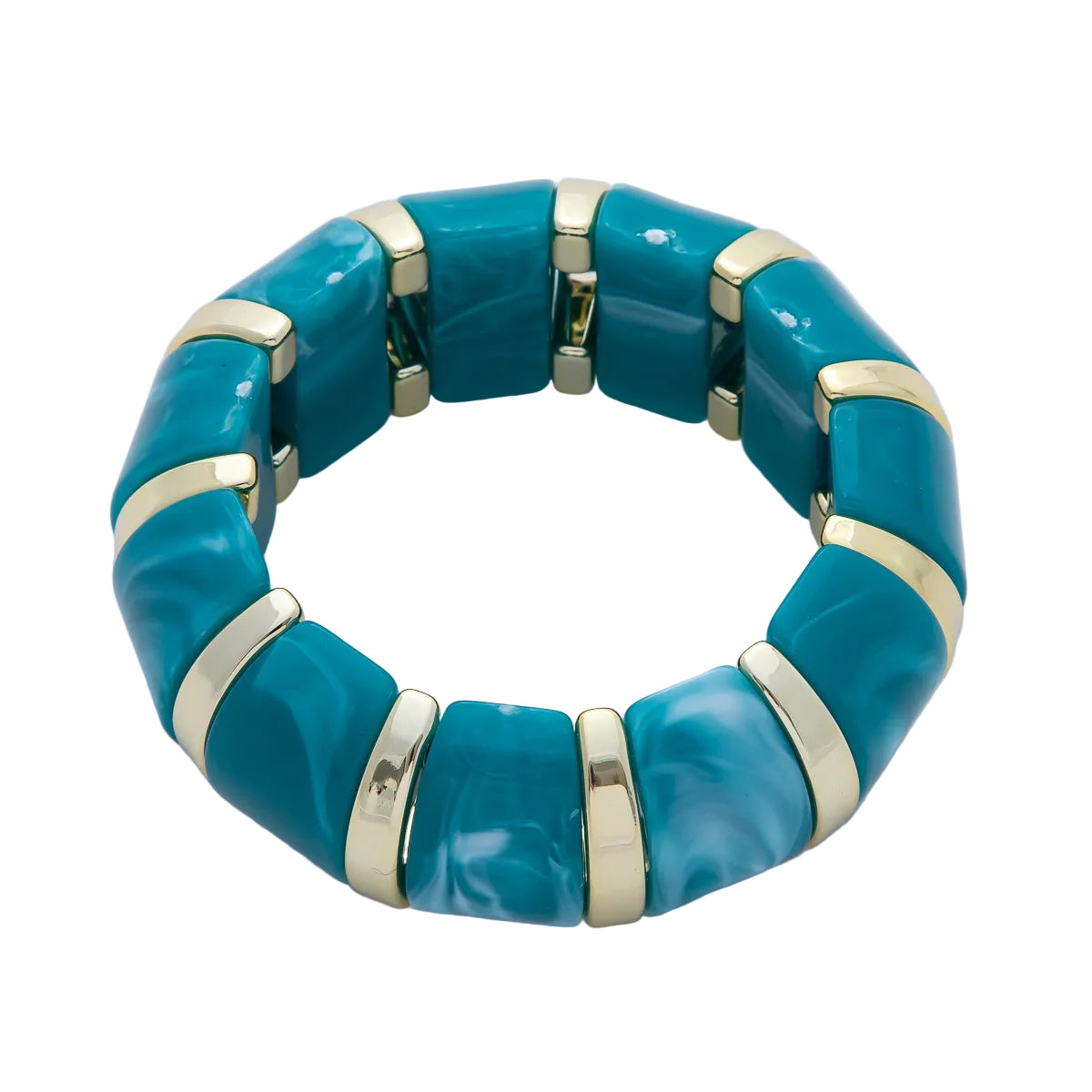 Marble Turquoise Stretch Resin Bangle Bracelet   BR-21WA1518