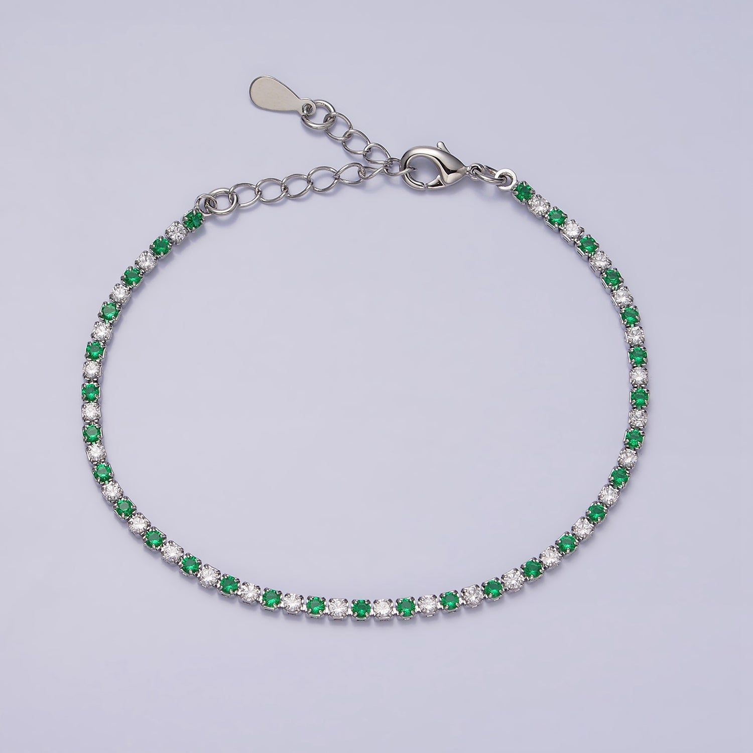 Dainty Diamond CZ Tennis Bracelet Blue Green Red Clear Cz Stone Tennis Bracelet