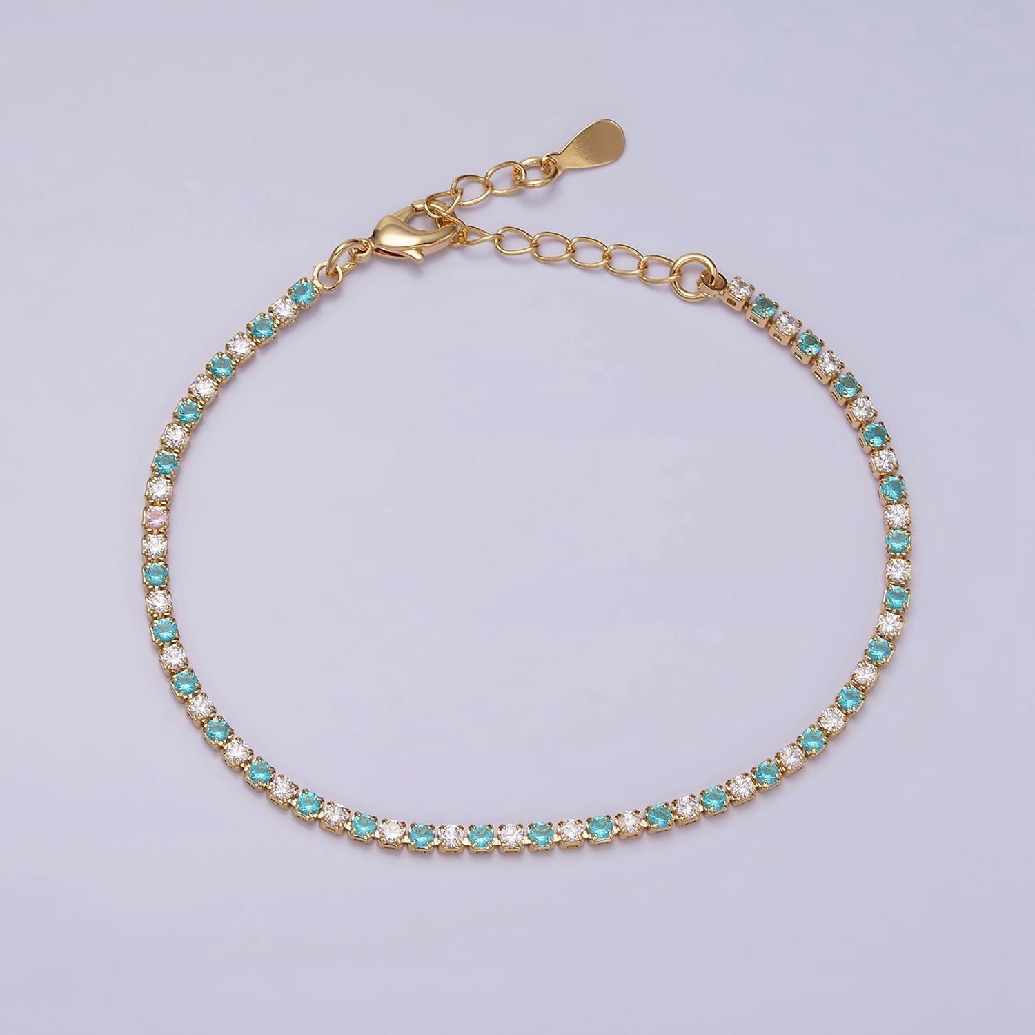 Dainty Diamond CZ Tennis Bracelet Blue Green Red Clear Cz Stone Tennis Bracelet