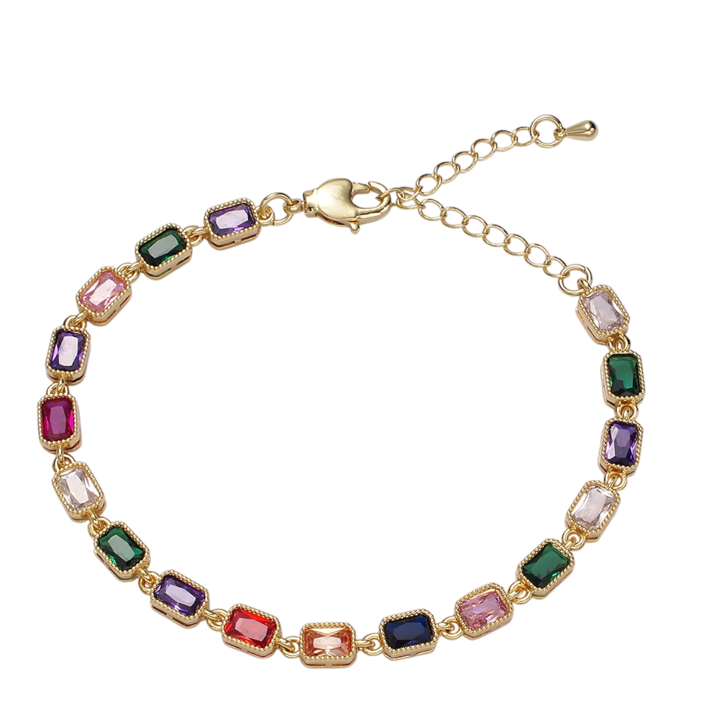 Gold Multicolor Stone Adjustable Bracelet BR-21WA2238 BR-21WA2239