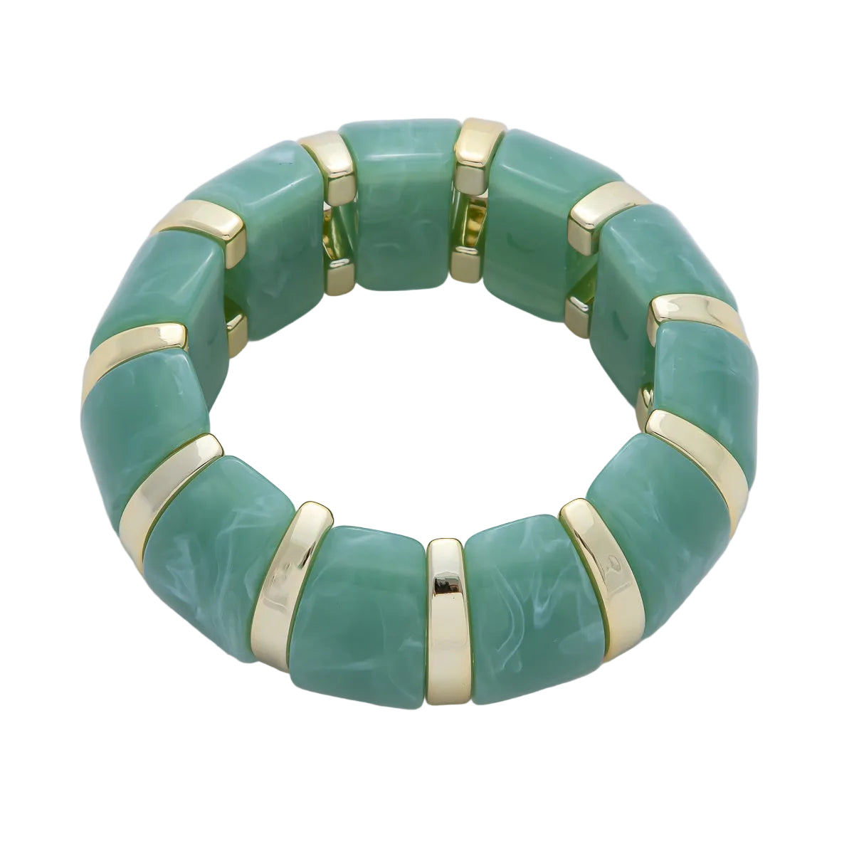 Marble effect jade green stretch resin bangle bracelet  BR-21WA2460