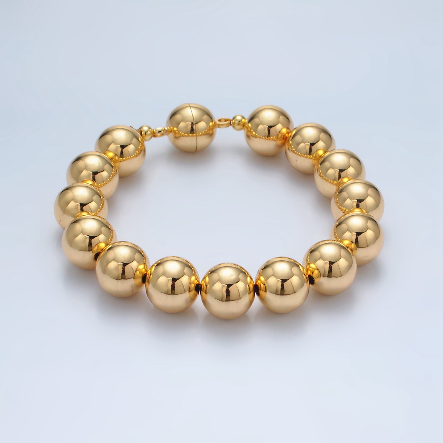 Gold 10mm, 12mm, 14mm Beaded Bubble Magnetic Closure Bracelet
