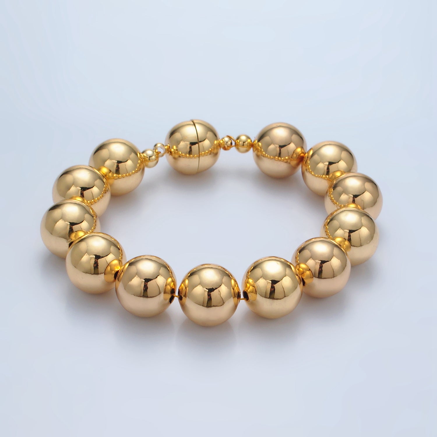 Gold 10mm, 12mm, 14mm Beaded Bubble Magnetic Closure Bracelet