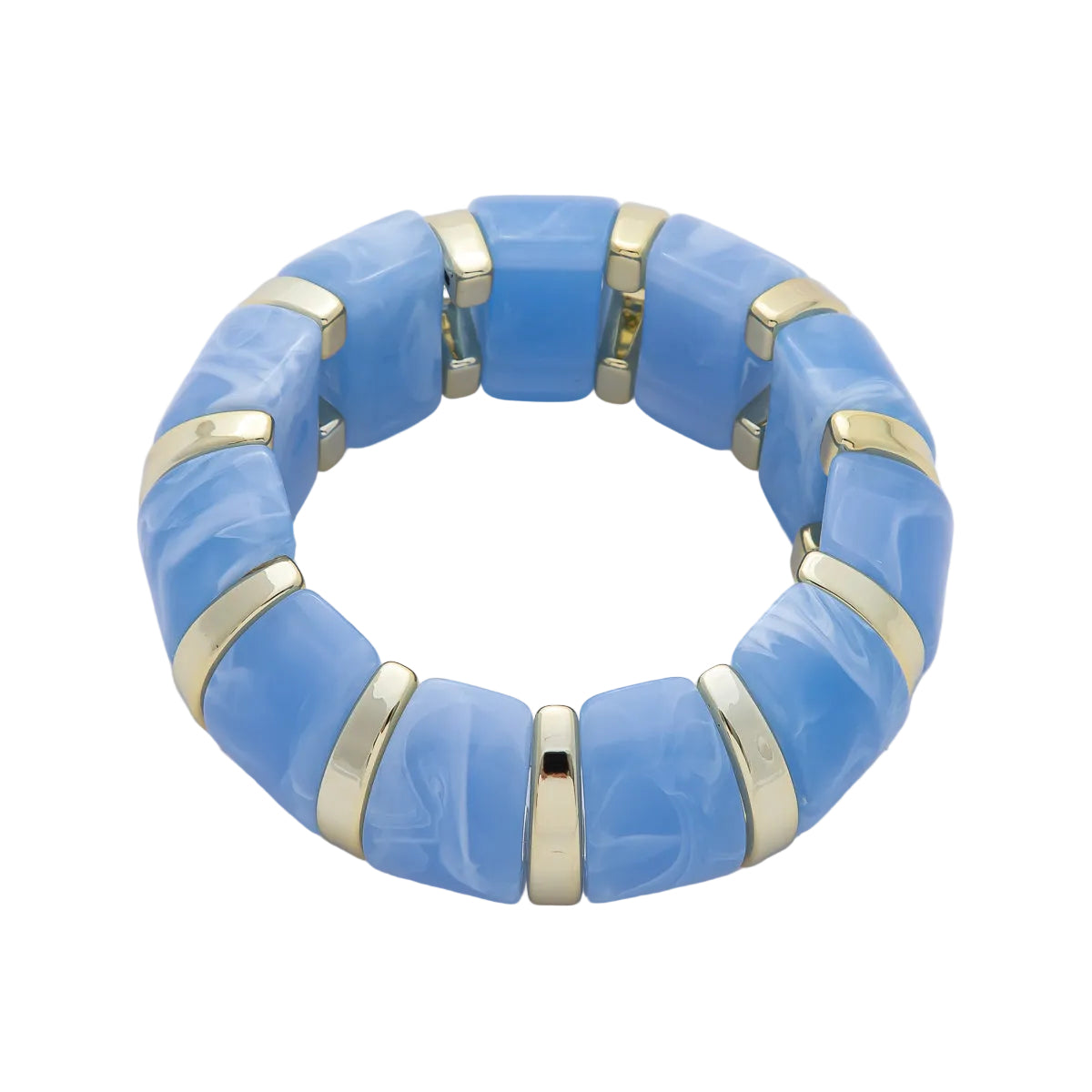 Marble effect baby blue stretch resin bangle bracelet BR-21WA2864