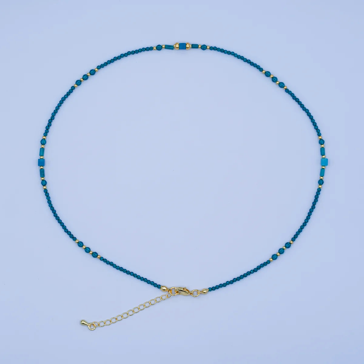 Blue Gemstone Bead 17 Inch Necklace CN-0092