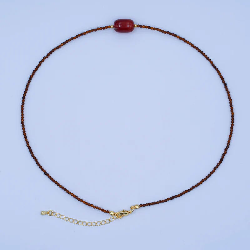 Red Carnelian Gemstone Bead 17 Inch Necklace CN-0094