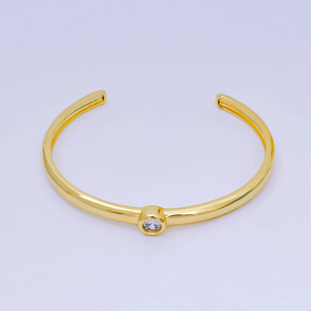 Round CZ Minimalist Round Bangle Cuff Bracelet in Gold & Silver ✦ BR-21WA3094 BR-21WA3097
