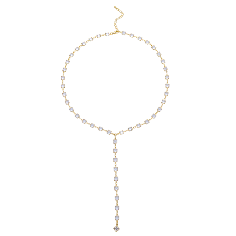 Clear CZ Chain Lariat Necklace NC-21WA3273
