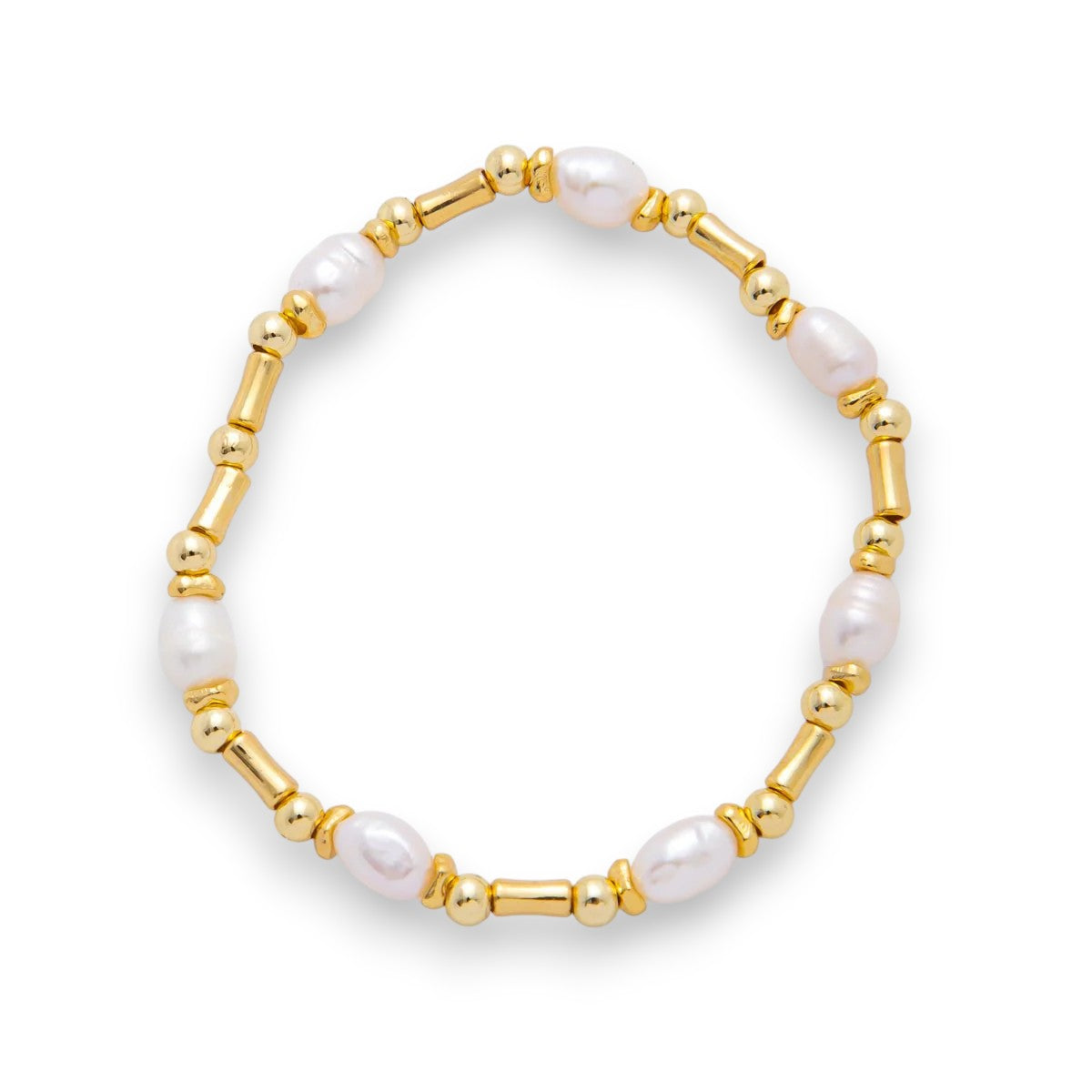 Freshwater Pearl Stretch Textured Bead Bracelet