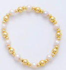 Freshwater Pearl Stretch Textured Bead Bracelet