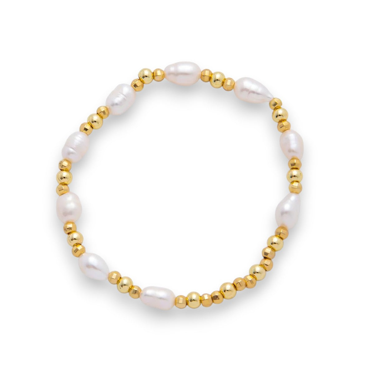 Freshwater Pearl Stretch Textured Bead Bracelet