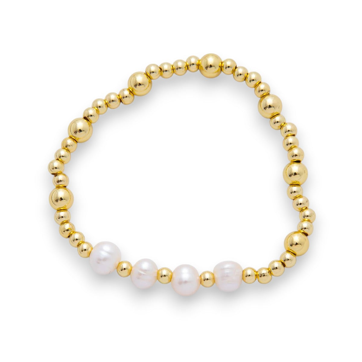 Freshwater Pearl Stretch Textured Bead Bracelet