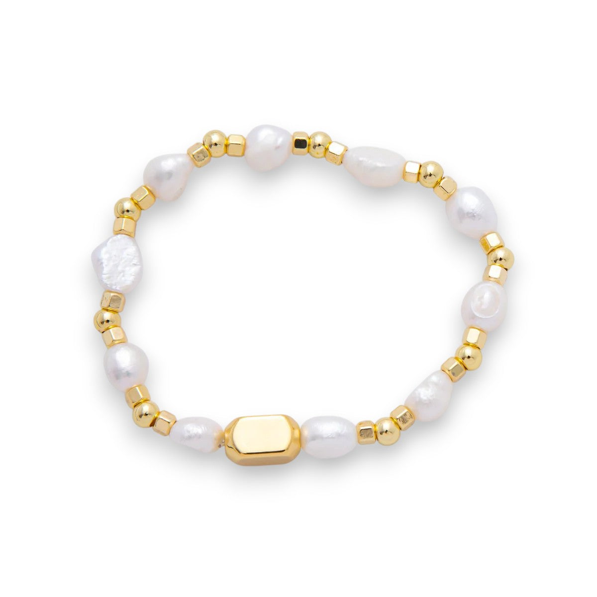 Freshwater Pearl Stretch Textured Bead Bracelet